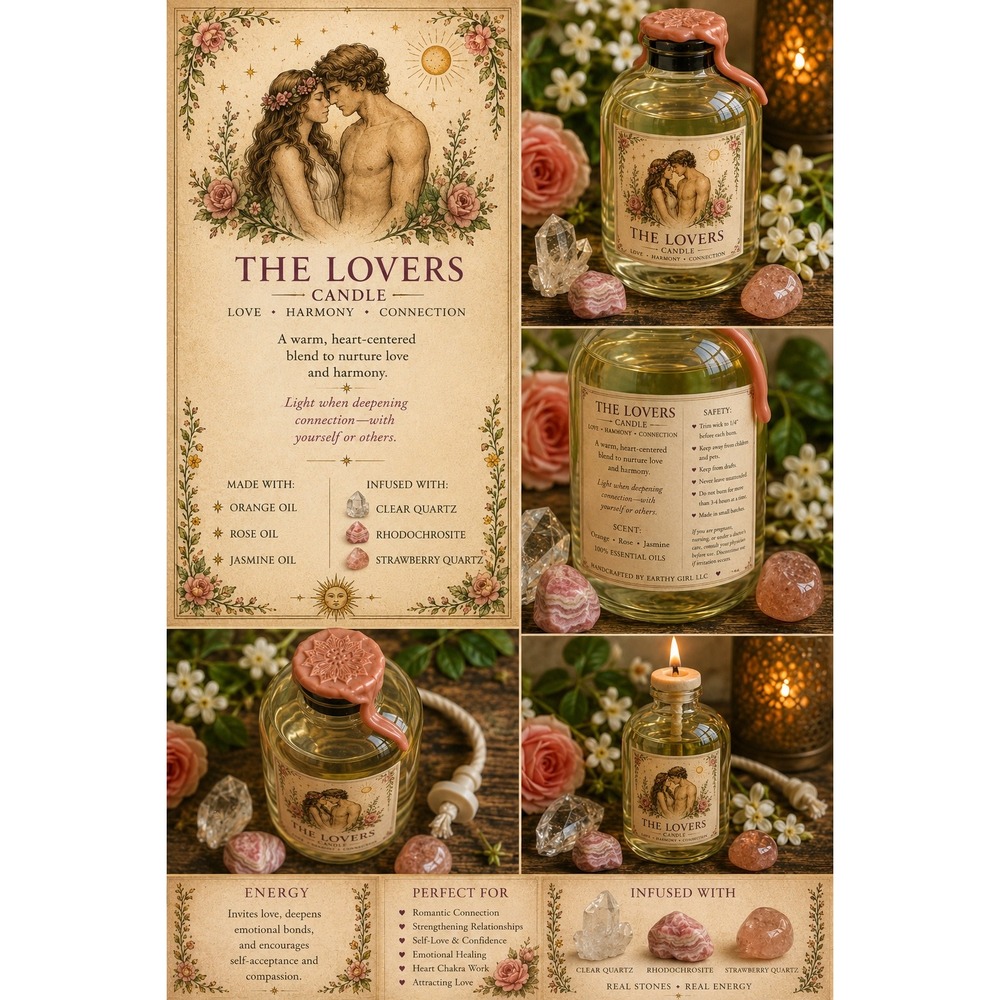 The Lovers Tarot Ritual Oil‎ Candle